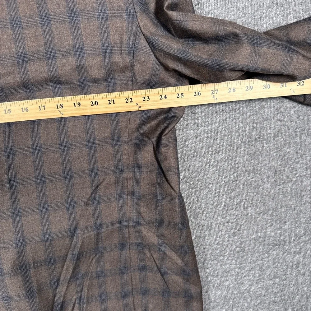 Joseph Abboud Sport Coat Blazer Mens 52R Brown Windowpane E.Thomas 100% Wool USA